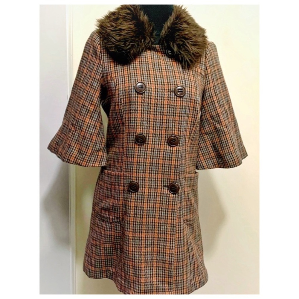 Anthropologie Faux Fur Collared Jacket